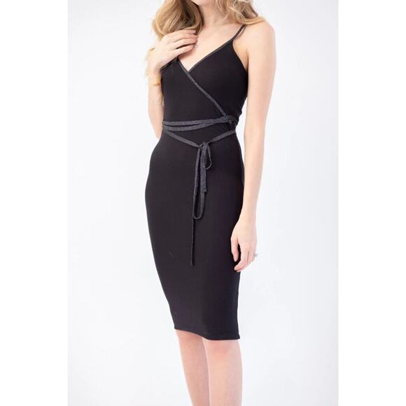 ATM Anthony Thomas Melillo Modal Faux Wrap Dress Black Size L - Picture 3 of 8